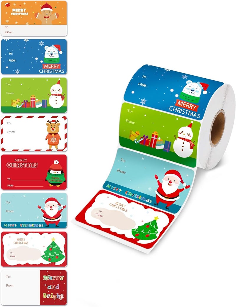 Oomloid 500 Pcs Christmas Gift Tags Stickers for Christmas Presents, Wrapping Paper, Christmas Name Stocking Tags Christmas Labels Stickers for Christmas Gifts Bags Presents Decorations - Image 1